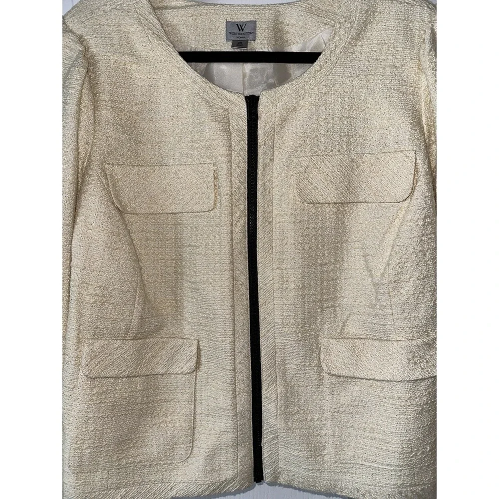 Worthington‎ Tweed Jacket Cropped Puff Sleeve Size XXL - Picture 3 of 8
